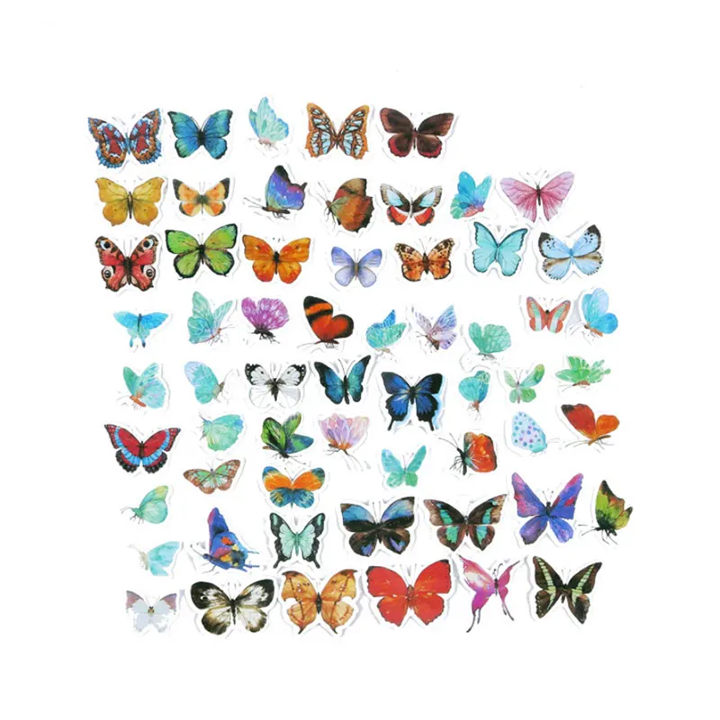 60 шт./пакет дизайнерские чехлы с акварельными бабочками бумажные наклейки