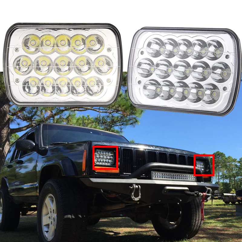 6x7 дюймов Прямоугольные светодиодный ные фары для Jeep Wrangler YJ Cherokee XJ Trucks 4X4