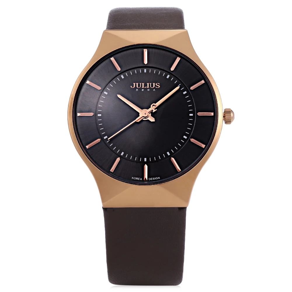 Топ Элитный Бренд JULIUS Для мужчин Часы ультра тонкий полный Пояса из натуральной