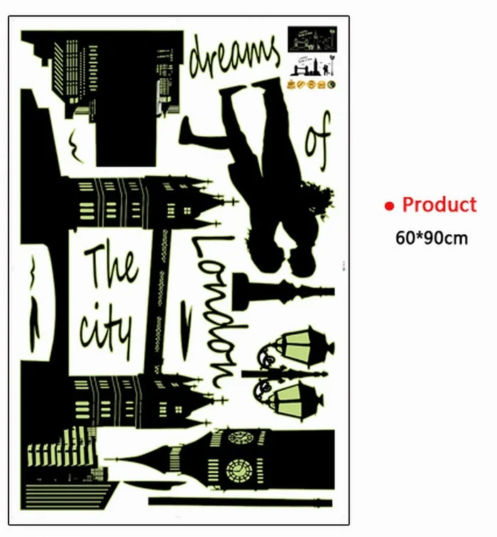 Флуоресцентные Серебристые светится в темноте светящийся Лондонский город