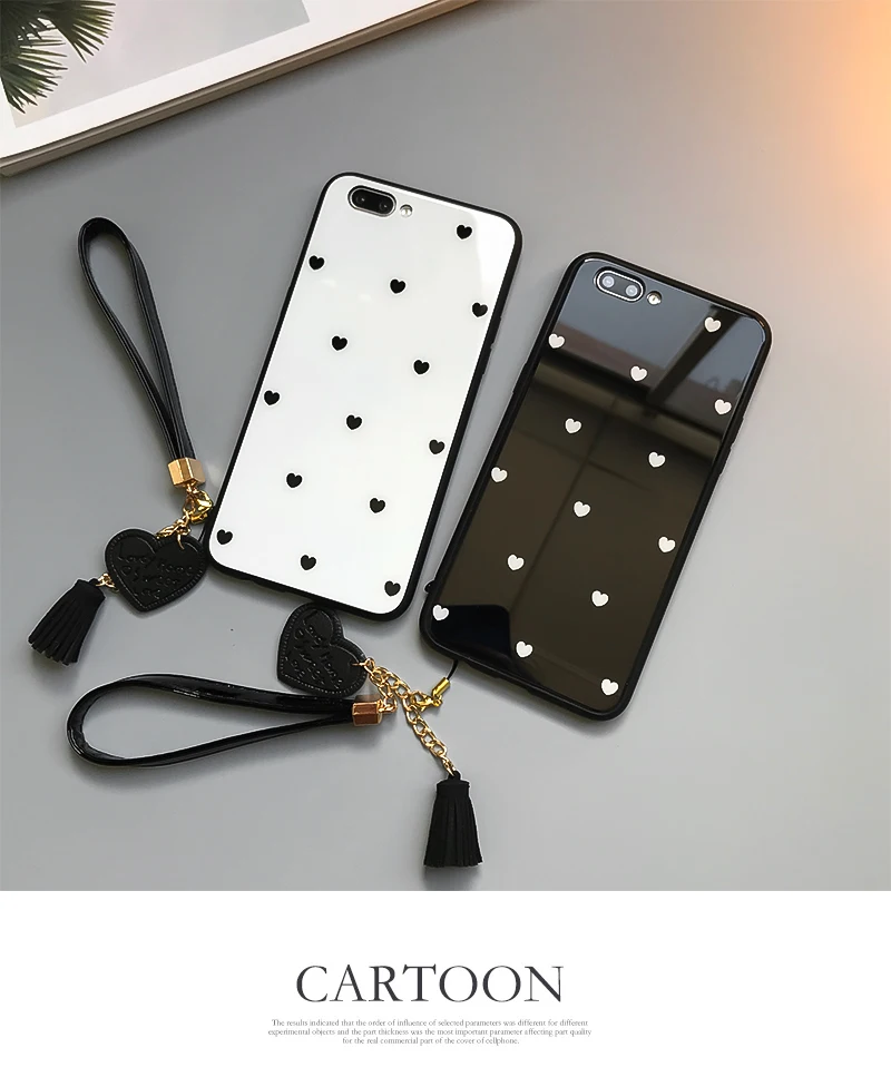 BONVAN чехлы на айфон X XR XS Max 7 case закаленное стекло Жесткий Сердце Любовь кисточкой ремешок крышка чехол на iPhone 6 6S 7 8 плюс чехлы для телефонов