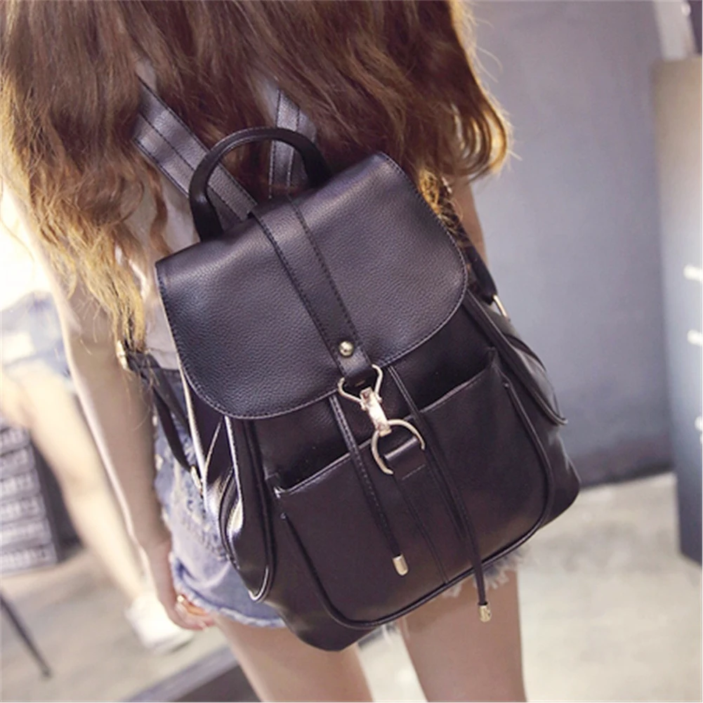 Женский рюкзак из искусственной кожи дорожная сумка на шнурке плечо школьная