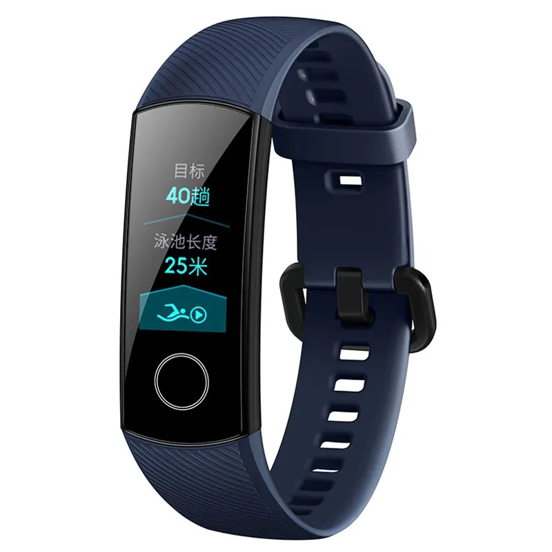 HONOR Band 4, умный браслет, фитнес-браслет, 0,95 дюймов, цветной AMOLED сенсорный экран, 5 АТМ, для плавания, с осанкой, для сердечного ритма, сна - Цвет: BlueStandard 4-1.