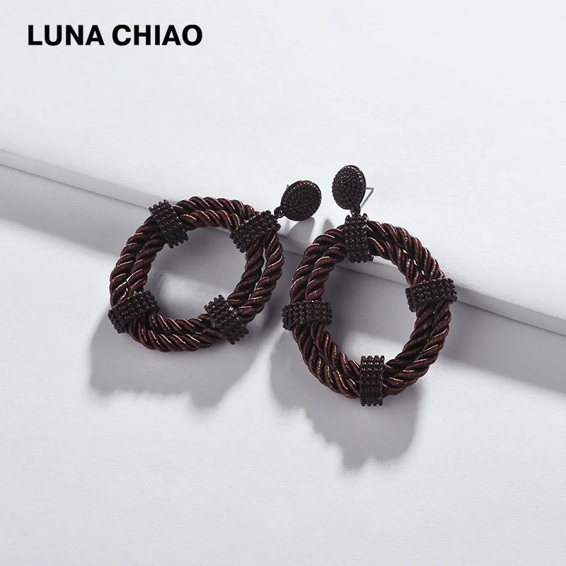 Большие массивные серьги LUNA CHIAO из нейлоновой веревки овальной формы для женщин