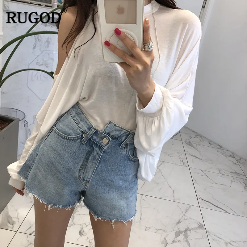Новая женская пикантная Свободная блузка RUGOD с вырезами и открытыми плечами