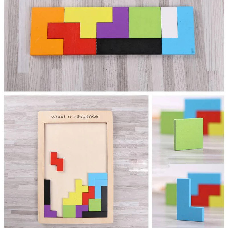 Детские деревянные игрушки красочные головоломки tangram Обучающие Игрушки для