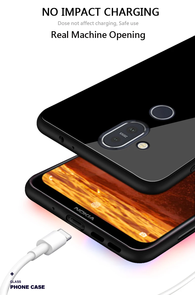 UPaitou, Роскошный чехол из закаленного стекла для Nokia 8,1X7X6 6,1 7 Plus, ТПУ бампер, противоударный чехол для Nokia x7, задняя крышка