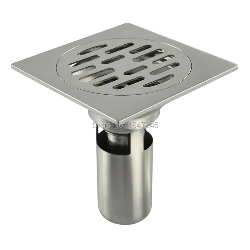 Manufacturers wholesale marketing 4'' Square Shower Floor Drain with Removable Strainer Stainless Steel Brushed finish |