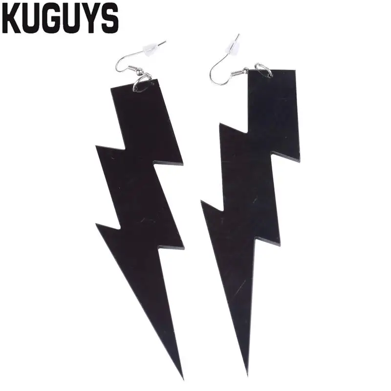 Black KUGUYS, 15 цветов, 115 мм, сережки-молния для женщин, карамельный цвет, Индивидуальные Акриловые длинные висячие серьги, ювелирное изделие, мода - Окраска металла: Black