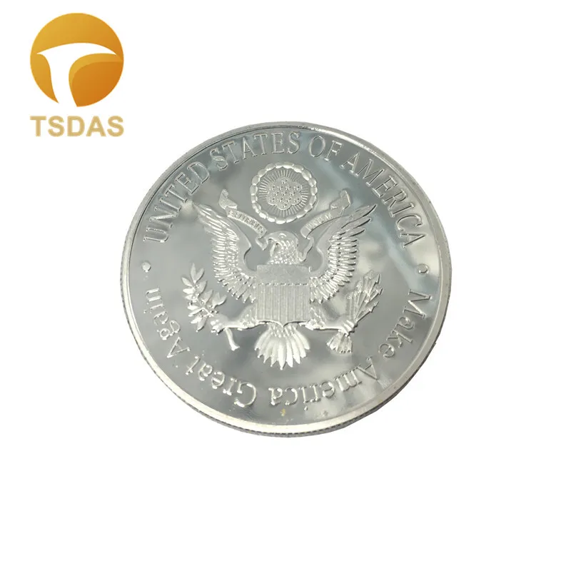 Круглая Посеребренная монета с гравировкой Американский 45 й президент Дональд