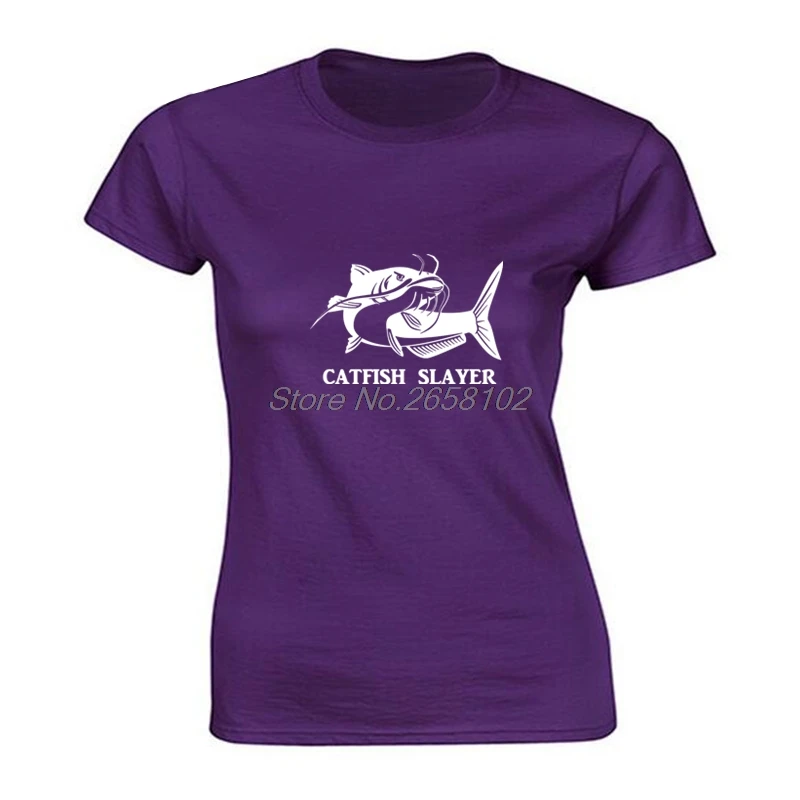 Футболка женская хлопковая с коротким рукавом топ принтом рыбы сома рыбалки