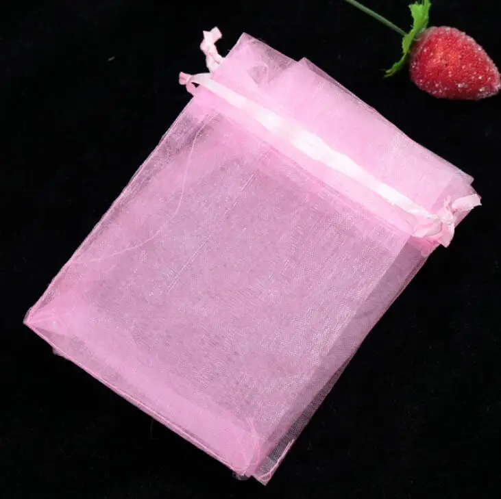 Pink Быстрая, 100 шт./лот, 7x9, 9x12, 10x15, 13x18 см, свадебные, рождественские сумки из органзы, упаковка для ювелирных изделий, дисплей и пакеты - Цвет: Pink