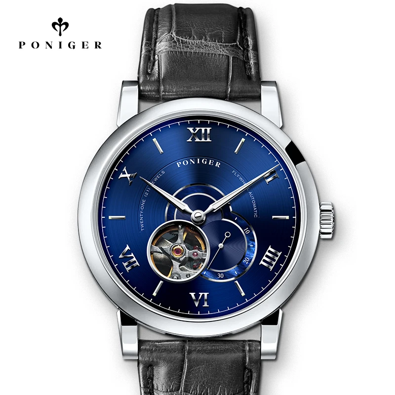 

Switzerland Luxury Brand PONIGER Japan Flywheel Automatic Mechanical Men's Watches Waterproof Dual Skeleton Sapphire Clock P683