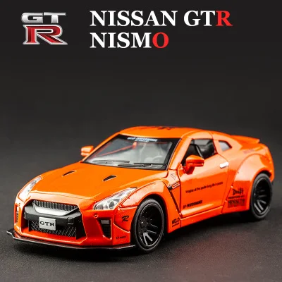 Оранжевый 1:32 Nissan GTR, модель автомобиля из сплава, звук и светильник, оттягивающийся автомобиль, литье под давлением, электронные игрушечные машинки, подарок на день рождения - Цвет: Оранжевый