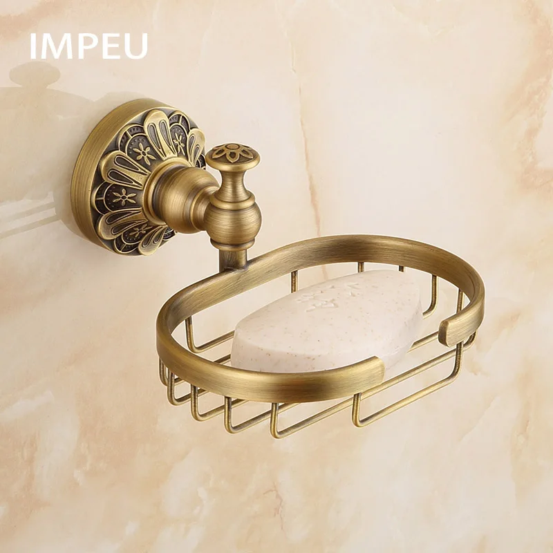 

Vintage Style Solid Brass Wall Mounted Bath Shower Soap Dish Holder Bathroom Accessories Soap Basket Antique Brass