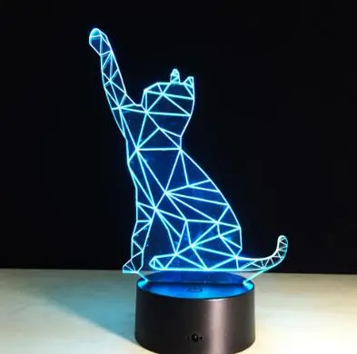 Cat 11 7 цветное кошачье 3D лампа акриловый светодиодный ночной светильник USB сенсорный Сенсор светильник дети милый ночной светильник Спальня светильник подарки для детей - Испускаемый цвет: Cat 11
