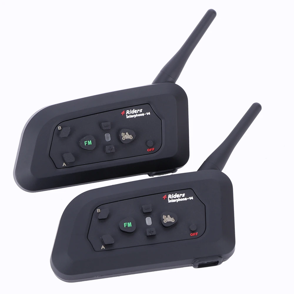 4 шт V4 Fodsports 1200M 4 Rider interphone полный дуплексный bluetooth гарнитура для мотоциклетного шлема с функцией fm-радио