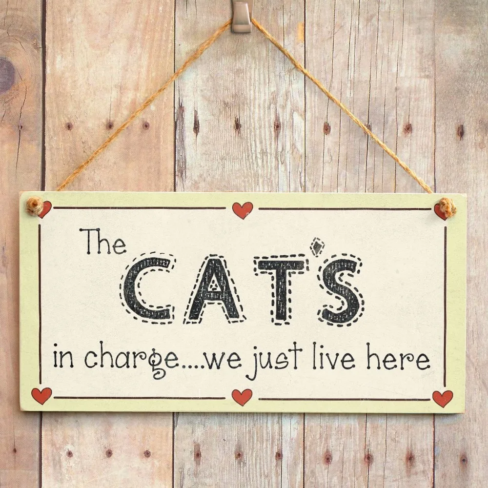 Meijiafei The Cat's in charge we just live here - Crazy Cat Lover Sign 10&quotx5&quot | Дом и сад