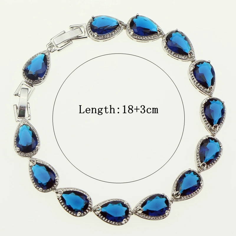 Свадебная Капля воды синий фианит ручной гаечный ключ браслет 925 украшение из