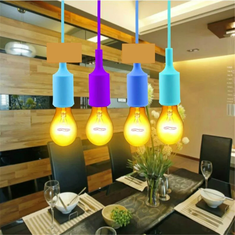 DIY красочные светодиодные лампы E27 подвесной силиконовый светильник держатель