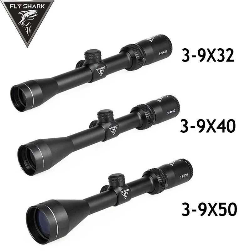 FLY SHARK 3-9x32 охотничьи прицелы 3-9x40 винтовка с оптическим прицелом прицелы 3-9x50 тактический прицел страйкбол пневматические пистолеты прицел