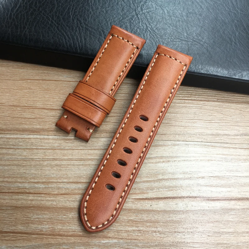 High Quality 24mm 26mm Italy Brown Black Gray Crazy Horse Genuine Leather Watchband Wristband For PAM Watch Strap