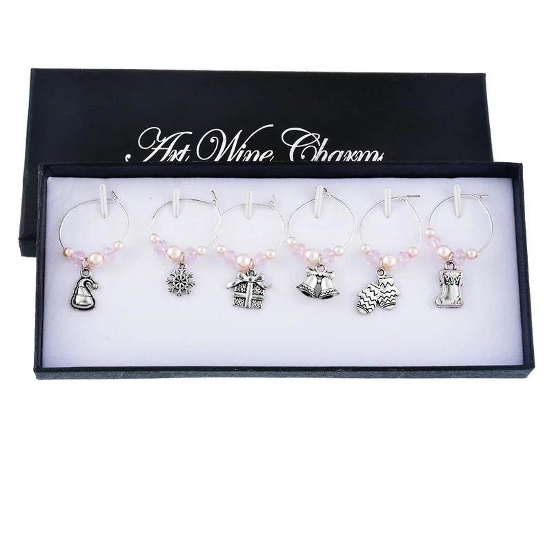 6 шт. винные подвески с подарочной коробкой Хрустальная эмалированная подвеска