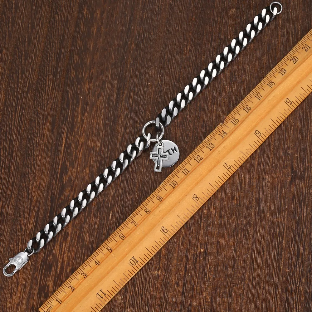 8 мм Мужские браслеты браслет из нержавеющей стали кубинская цепочка группа