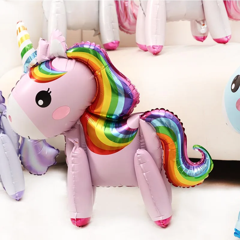 3D Pink rainbow 5 шт./лот воздушные шары Единорог 18 дюймов звезда круглый шар День Рождения Детские радужные шарики для декора единорог животные вечерние принадлежности - Цвет: 3D Pink rainbow