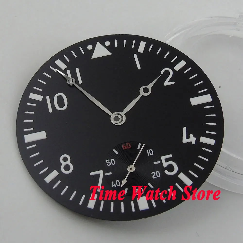 38 9 мм черный циферблат серебристые стрелки светящиеся часы Marks подходит для 6498