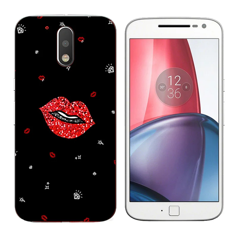 Чехол для Motorola Moto G4/G4 Plus задняя крышка из силикона ТПУ с золотой печатью чехол