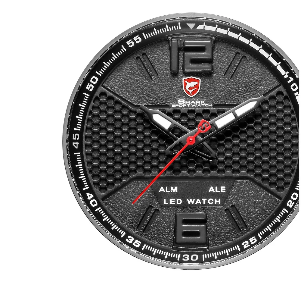 Cool New Whitetip Reef Shark Sport Watch LED Dual Time Zone Date Alarm Top Brand Silicone Quartz-Watch Relogio Masculino / SH486
