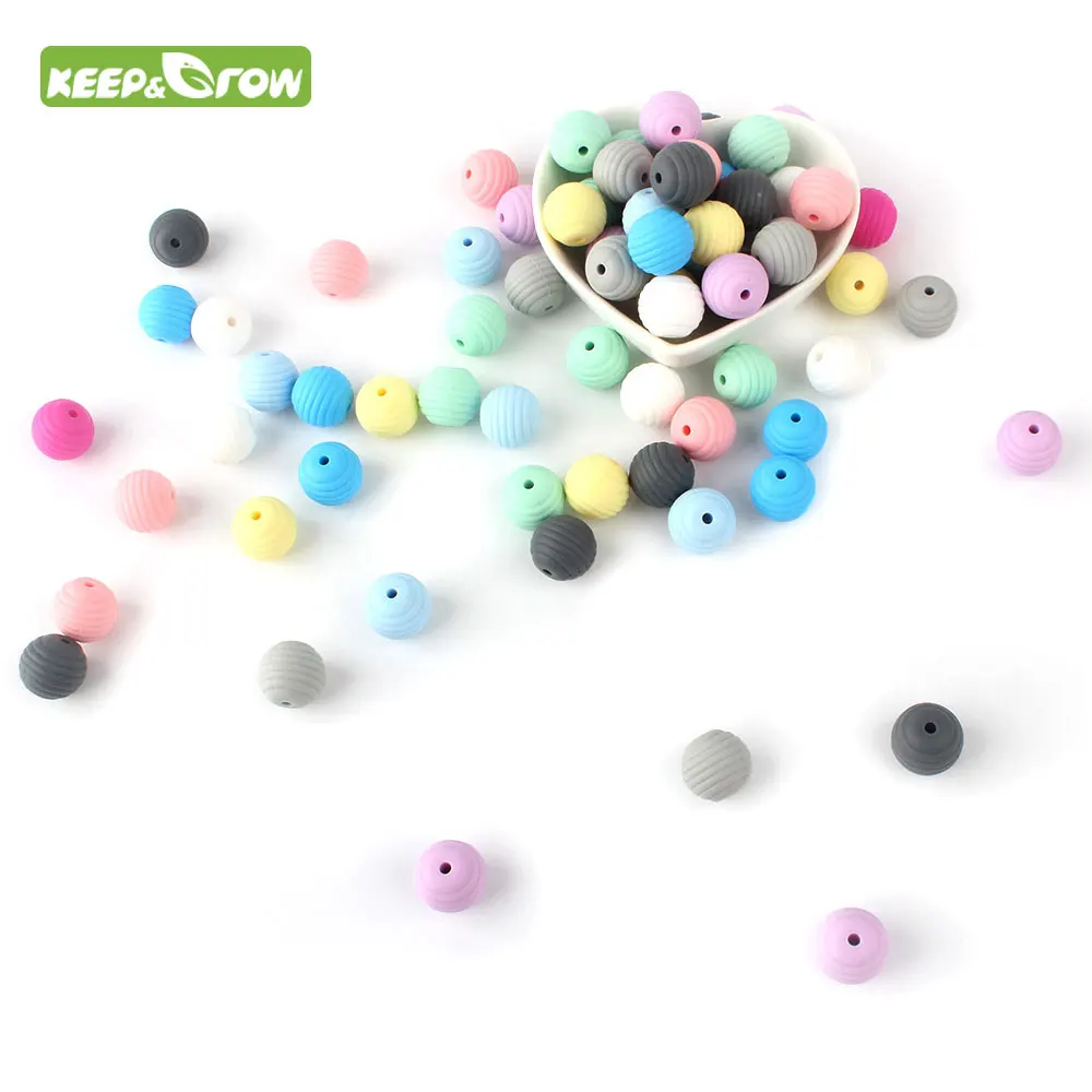 Keep&Grow 500Pcs Spiral Silicone Beads Food Grade Baby Teether Chewable Beads DIY Pacifier Chain Making Toys Accessories