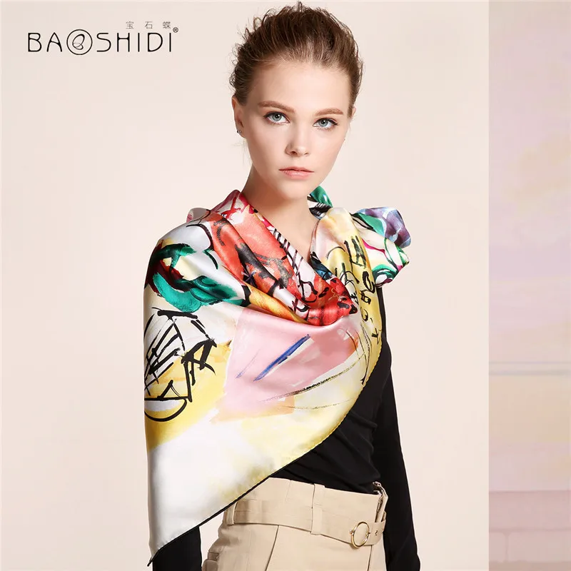 Шарф BAOSHIDI из 100% шелка Новое поступление осени 2016 толстые шарфы на 16 момме Infinity