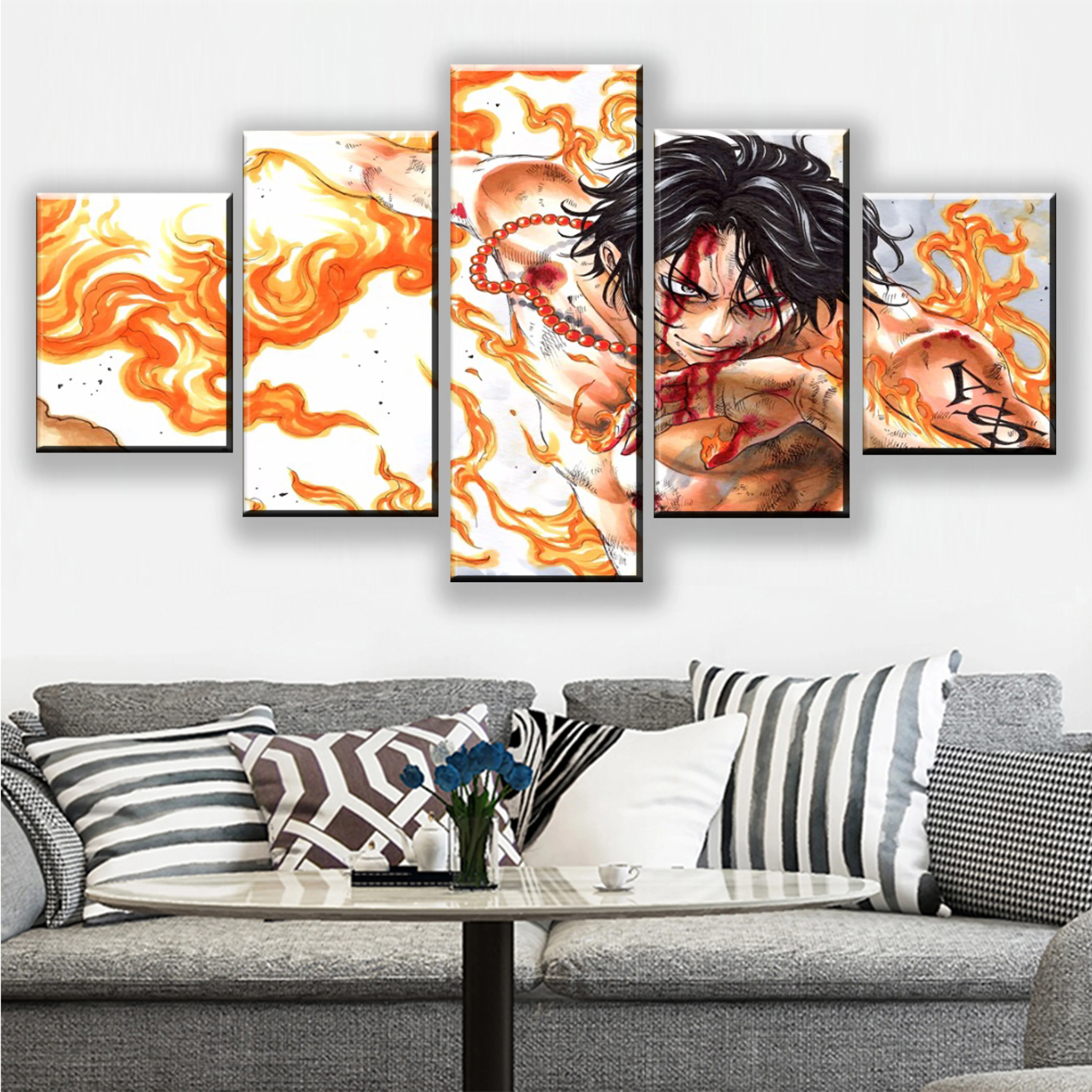 

Wall Art Prints Posters Canvas 5 Pieces One-piece Character Animation Paintings Pictures Home Decoration For Living Room Frame