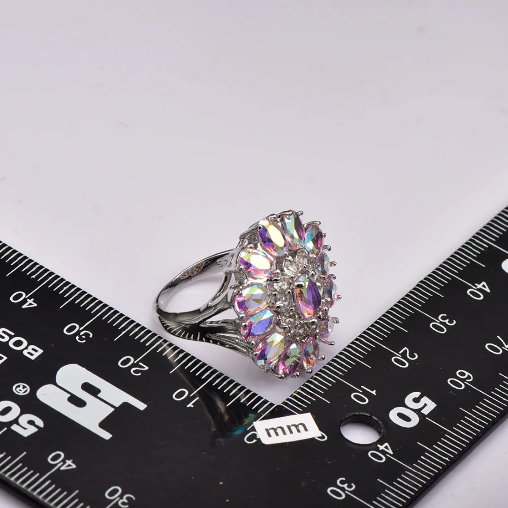 Кольцо из серебра 925 пробы с радужным розовым кристаллом|jewelry porcelain|jewelry shapesjewelry
