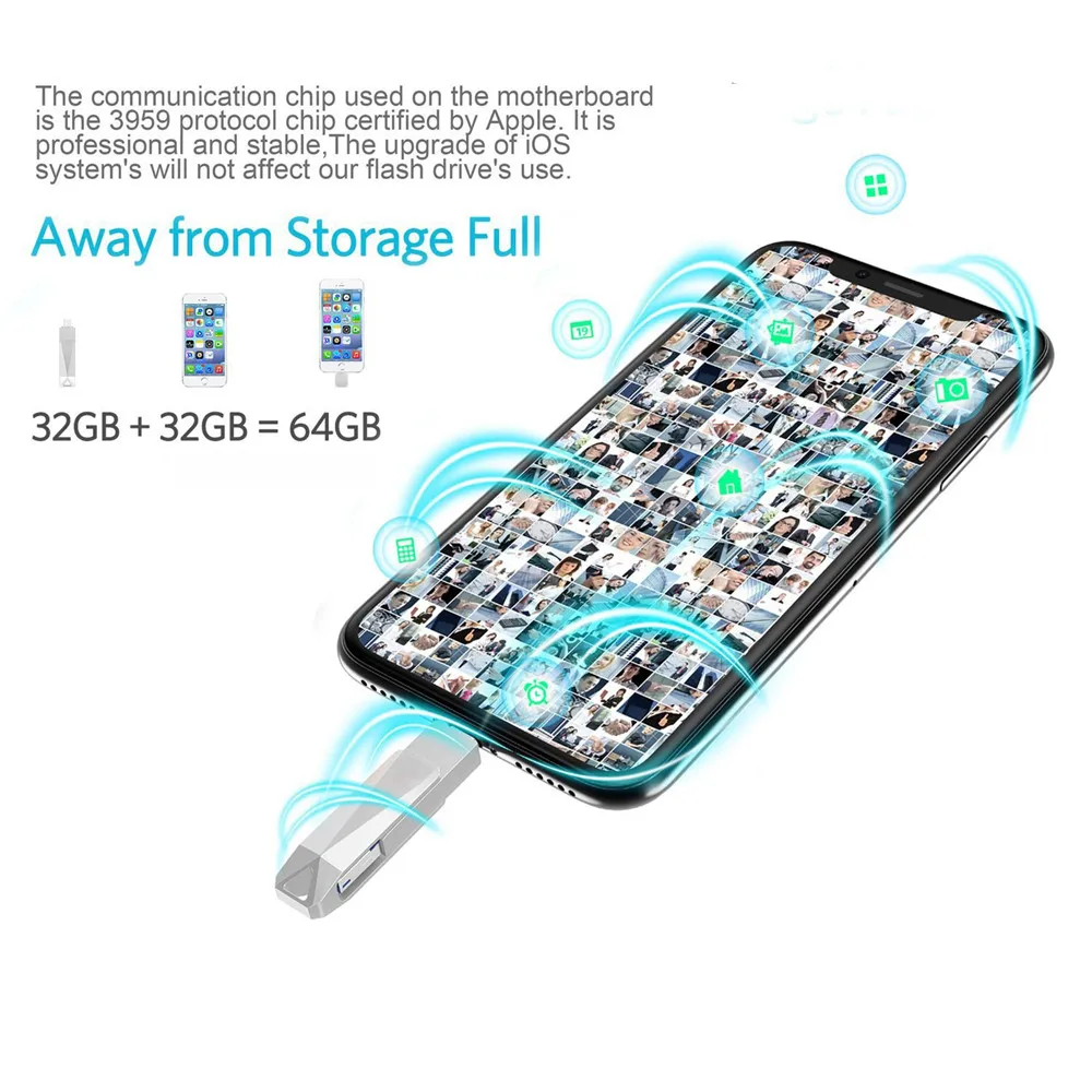 LL TRADER флеш накопитель 128g 64 ГБ металлический USB для телефона флешка iPhone Android iOS OTG 16