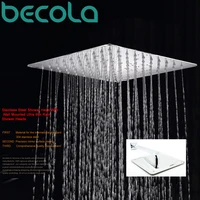 becola fashion square stainless steel ultra thin showerheads 6 8 10 12 inch rainfall shower head chrome bathroom shower faucet