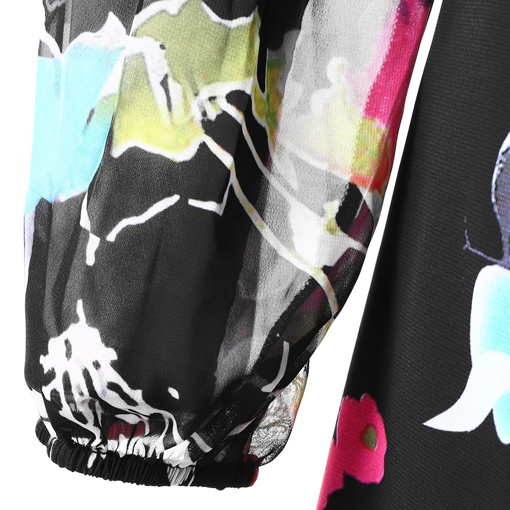 Женское платье с цветочным рисунком большие размеры круглым вырезом прозрачное