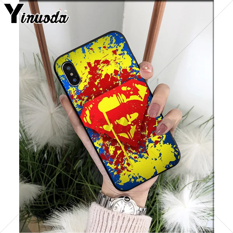 Yinuoda DC hero Супермен Силиконовый мягкий ТПУ Черный чехол для телефона для iPhone X XS MAX 6 6s 7 7plus 8 8Plus 5 5S SE XR
