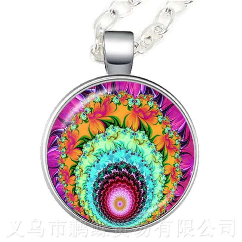 Ожерелье с мандалой красивые цветы стеклянный кабошон кулон для женщин