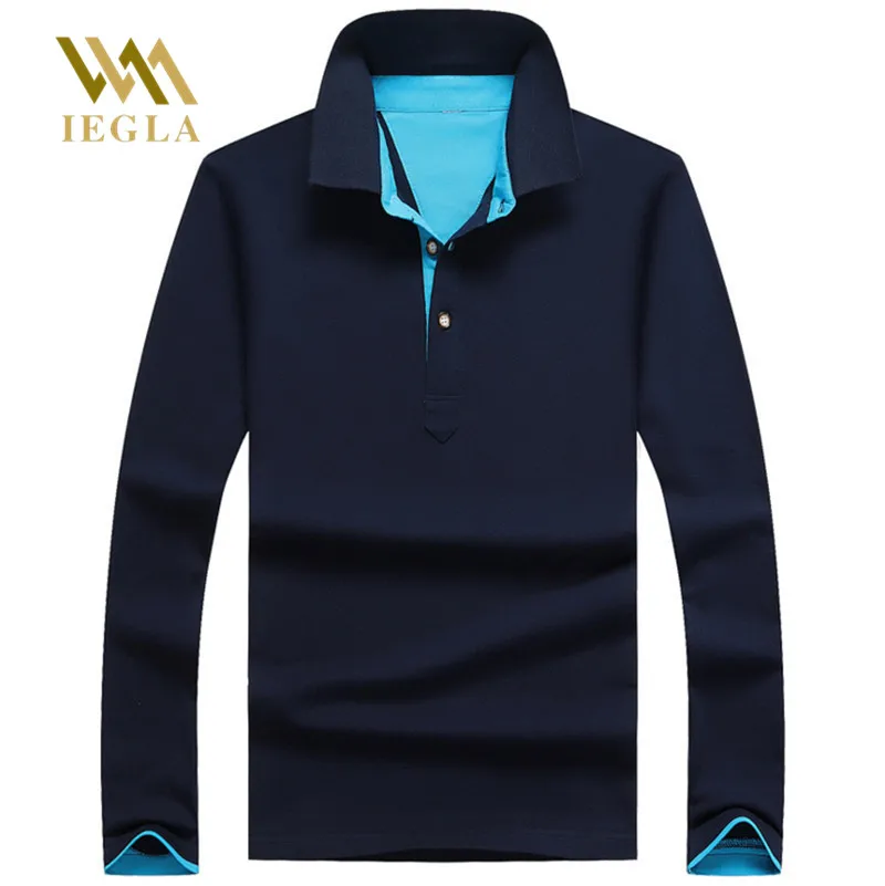 Мужская рубашка поло с длинным рукавом вышивкой хлопок Homme умная дышащая