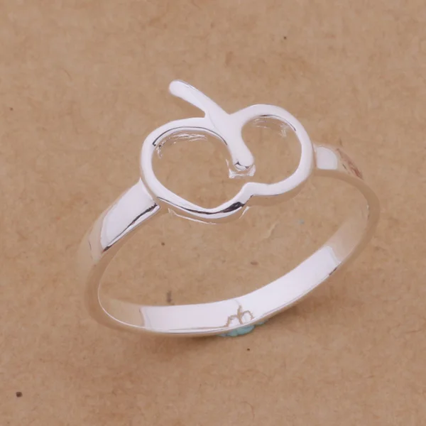 Кольцо на палец с изображением фруктов и яблока серебристого цвета размер 5 #6 #7 #8