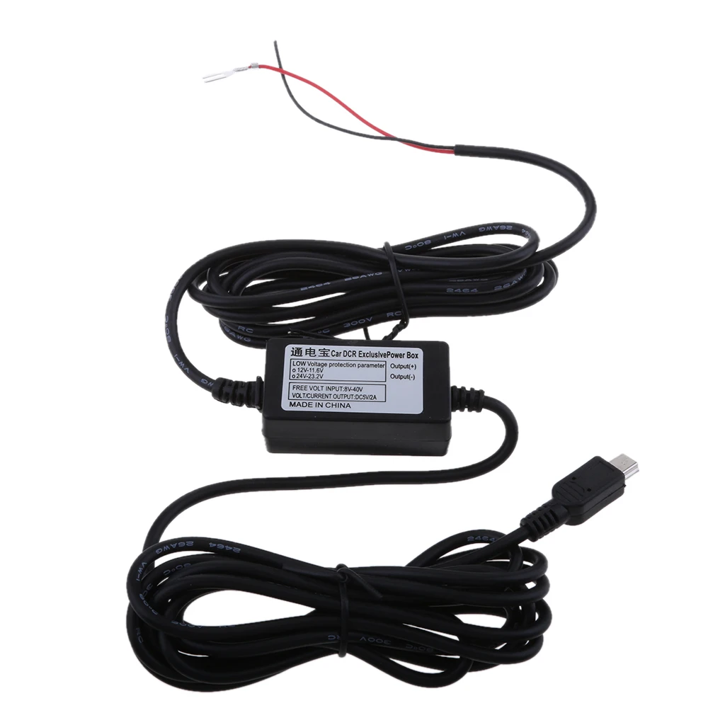 Автомобильный видеорегистратор с жестким проводом 12/24 В до 5 1.5A мини USB Stright