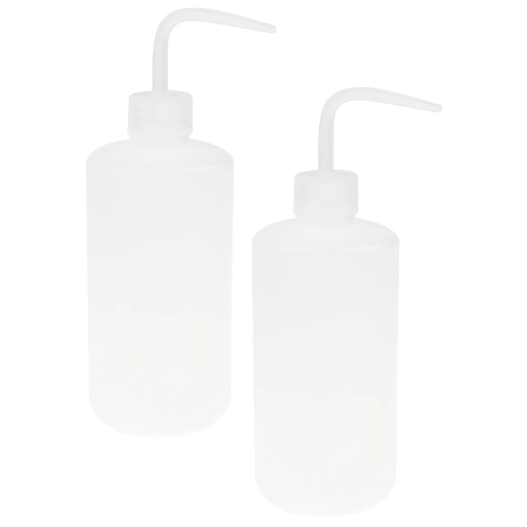 

2pcs Safety Wash Bottle Squeeze Bottle with Narrow Mouth 500mL White