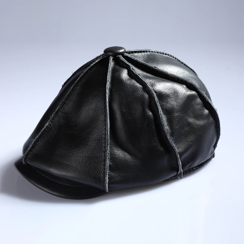 Мужская кожаная восьмиугольная кепка художника для молодых мужчин среднего