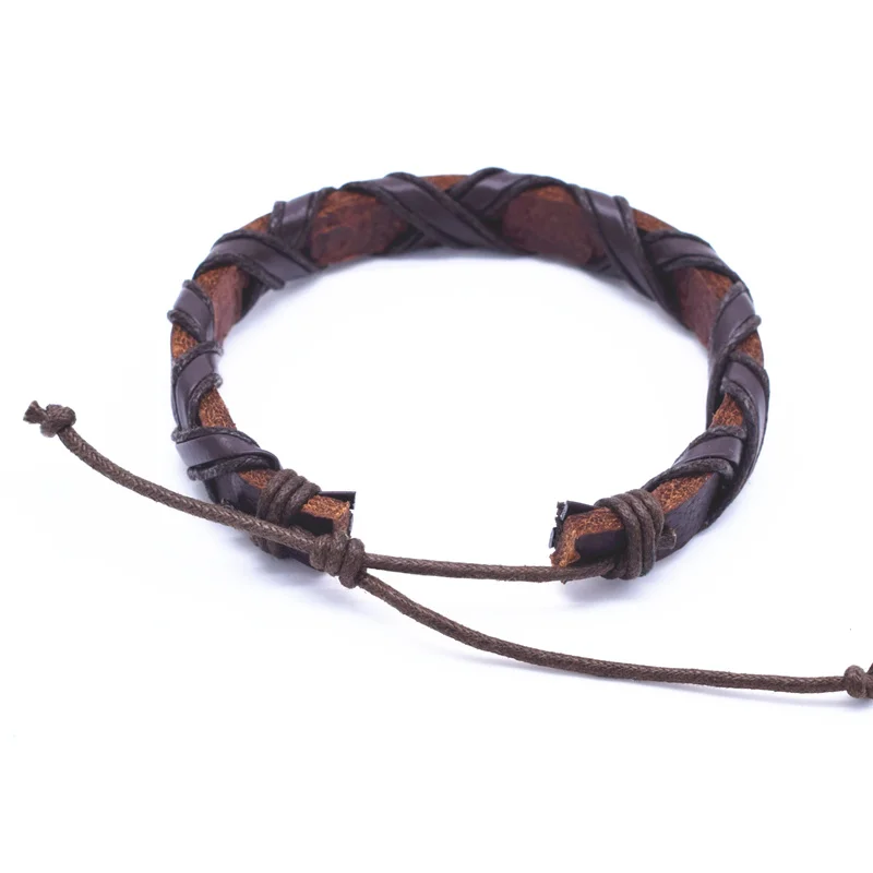 Новый дизайн крест кожаные браслеты из нержавеющей стали для мужчин плетеная