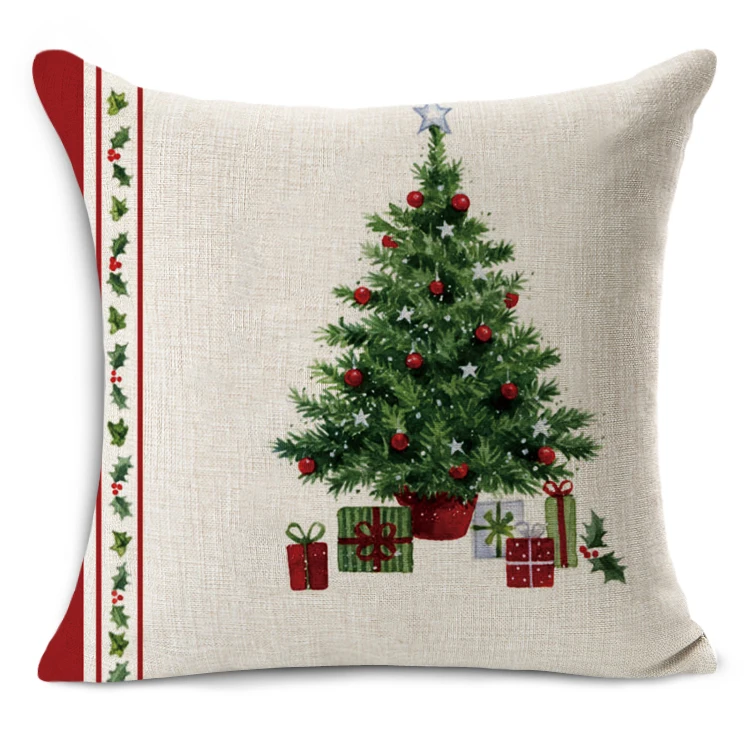 Чехол для подушки из хлопка и льна с рождественским рисунком|cushion cover|cushion cover