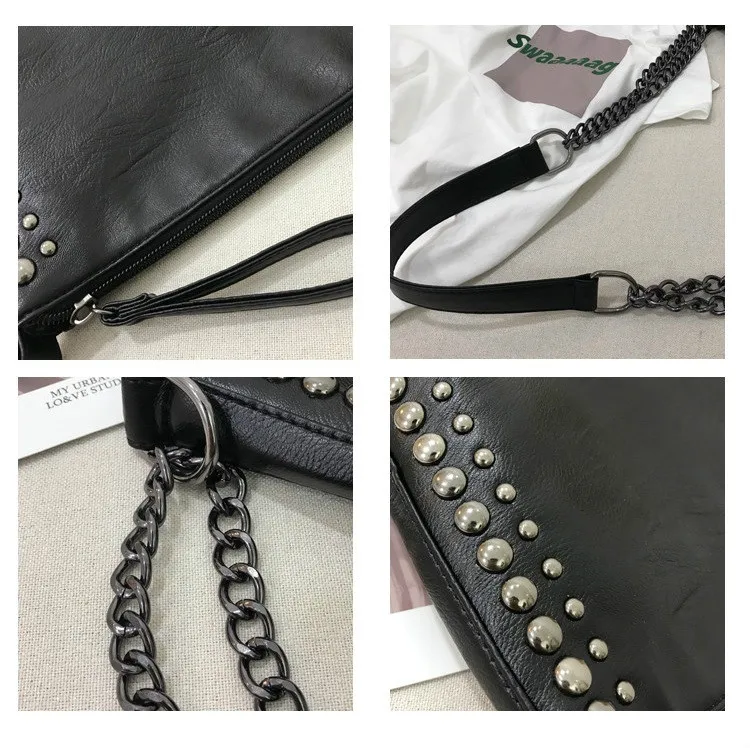 Women Shoulder bag Large Capacity Rivet chain design lady handbags black ladies hand bags big totes bolsas crossbody bags