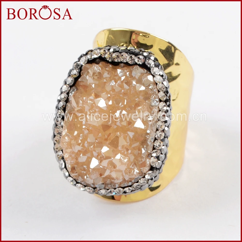 Женские кольца BOROSA с гальваническим покрытием радужные друзы из титанового